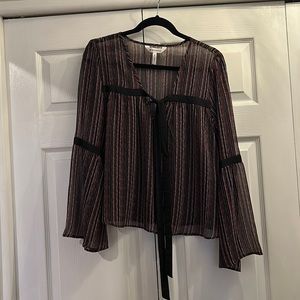 BCBGeneration sheer top with belle sleeves